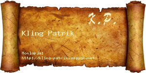 Kling Patrik névjegykártya
